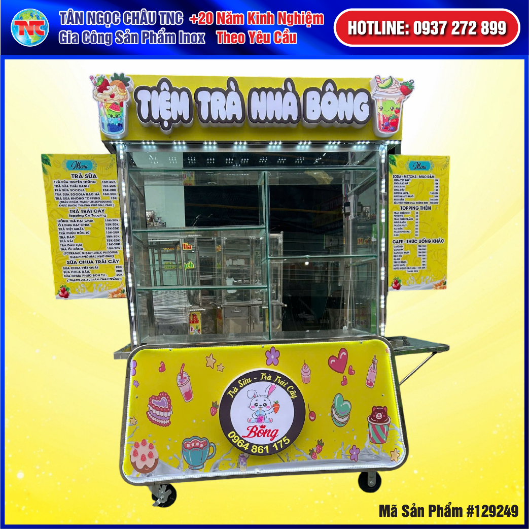 Xe Trà Sữa Chữ Nổi Bụng Kiểu Decal Vàng Siêu Dễ Thương